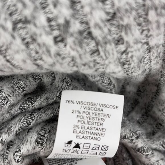 Lucky Brand Heather Grey Bonne Chance Hi-Low Ribbed Mock Cowl Neck Sweater - Picture 5 of 5